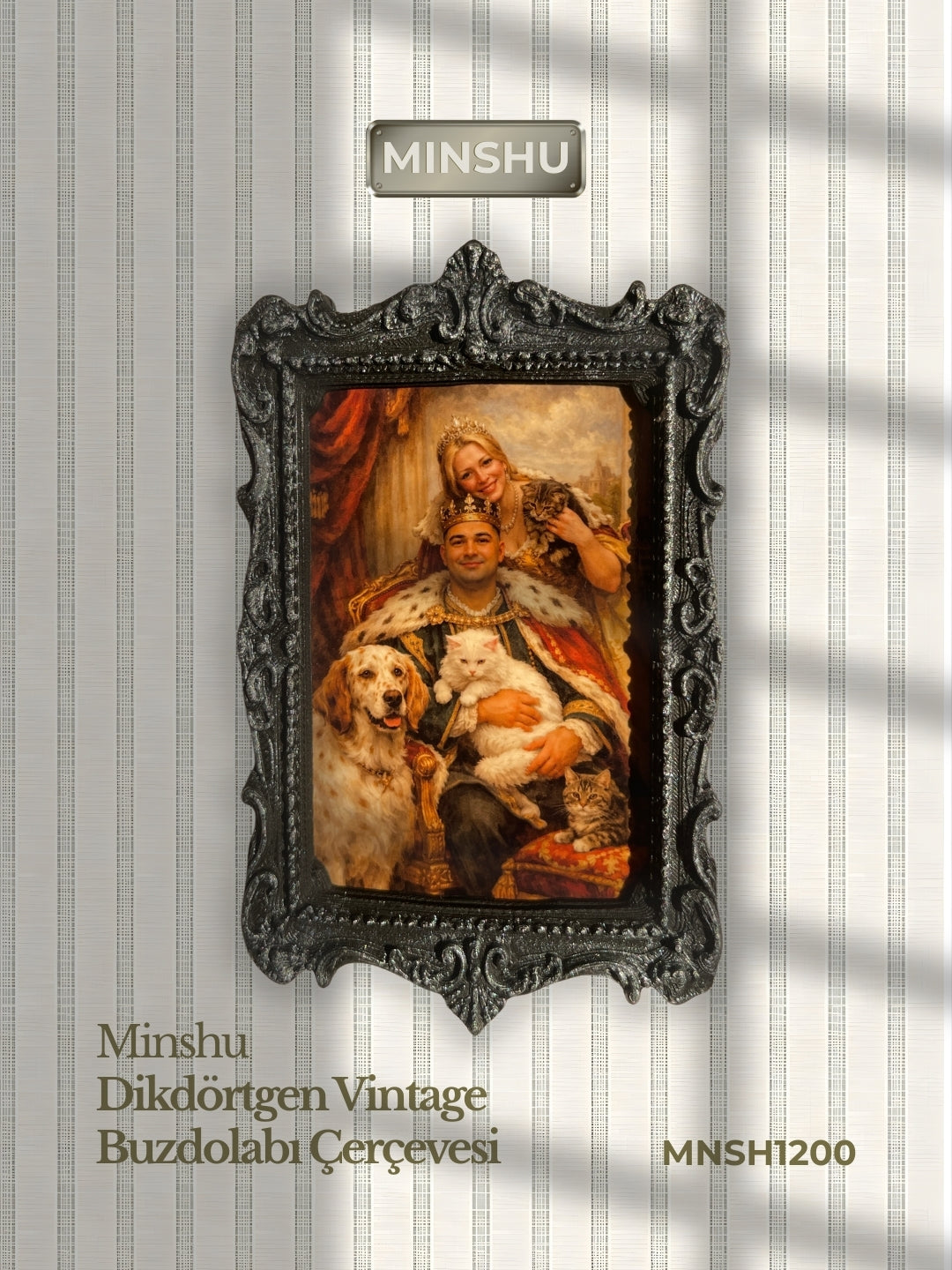 Silver Vintage 4'lü Buzdolabı Çerçeve Seti Ev Dekorasyonu Değiştirilebilir Fotoğraflı Vintage Buzdolabı Dekoru