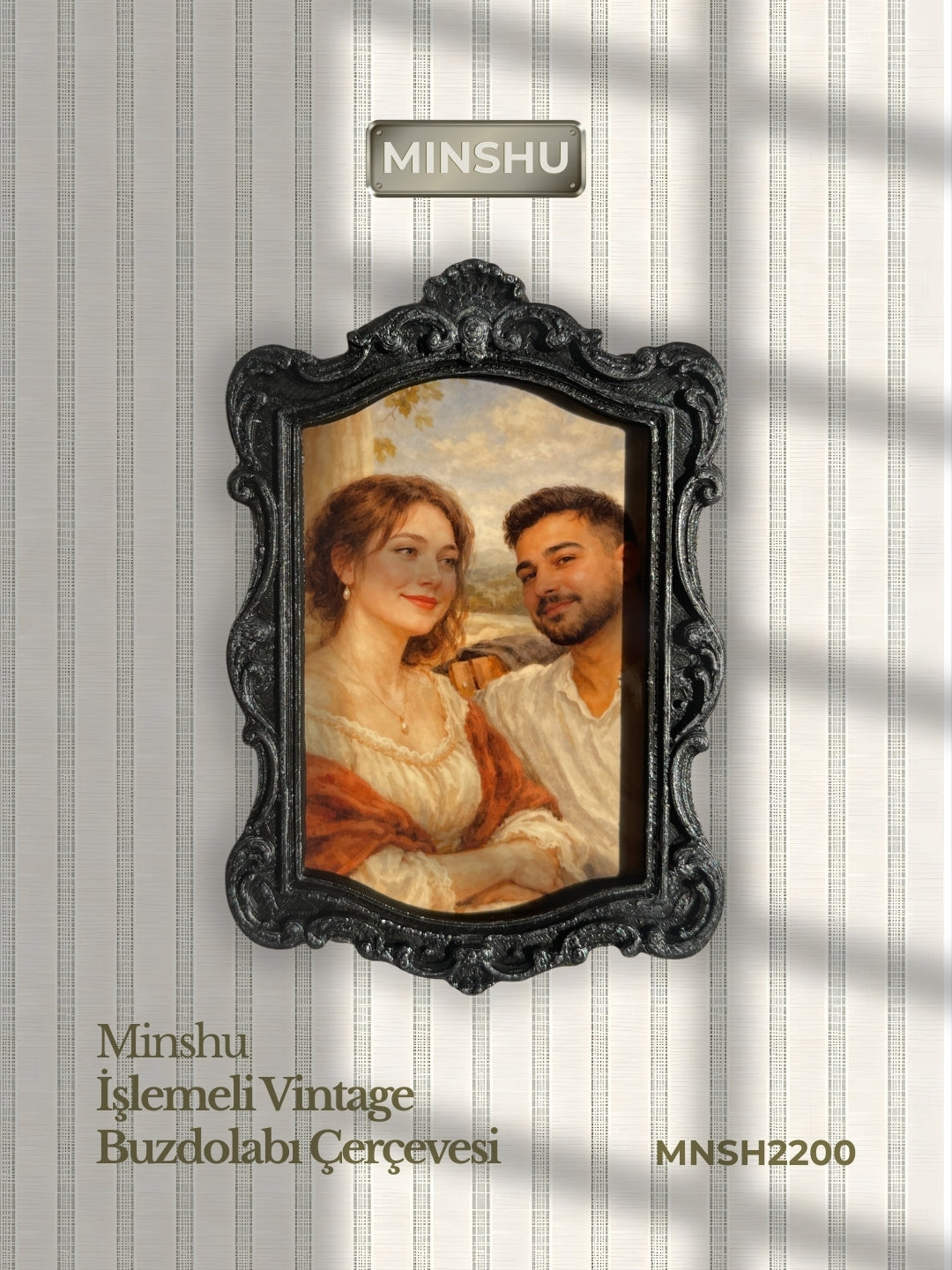 Silver Vintage 4'lü Buzdolabı Çerçeve Seti Ev Dekorasyonu Değiştirilebilir Fotoğraflı Vintage Buzdolabı Dekoru