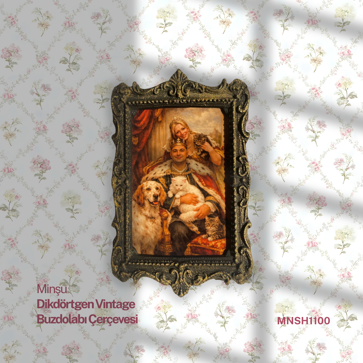 Dikdörtgen Vintage Buzdolabı Çerçevesi, Değiştirilebilir Fotoğraflı Buzdolabı/Ev Dekoru