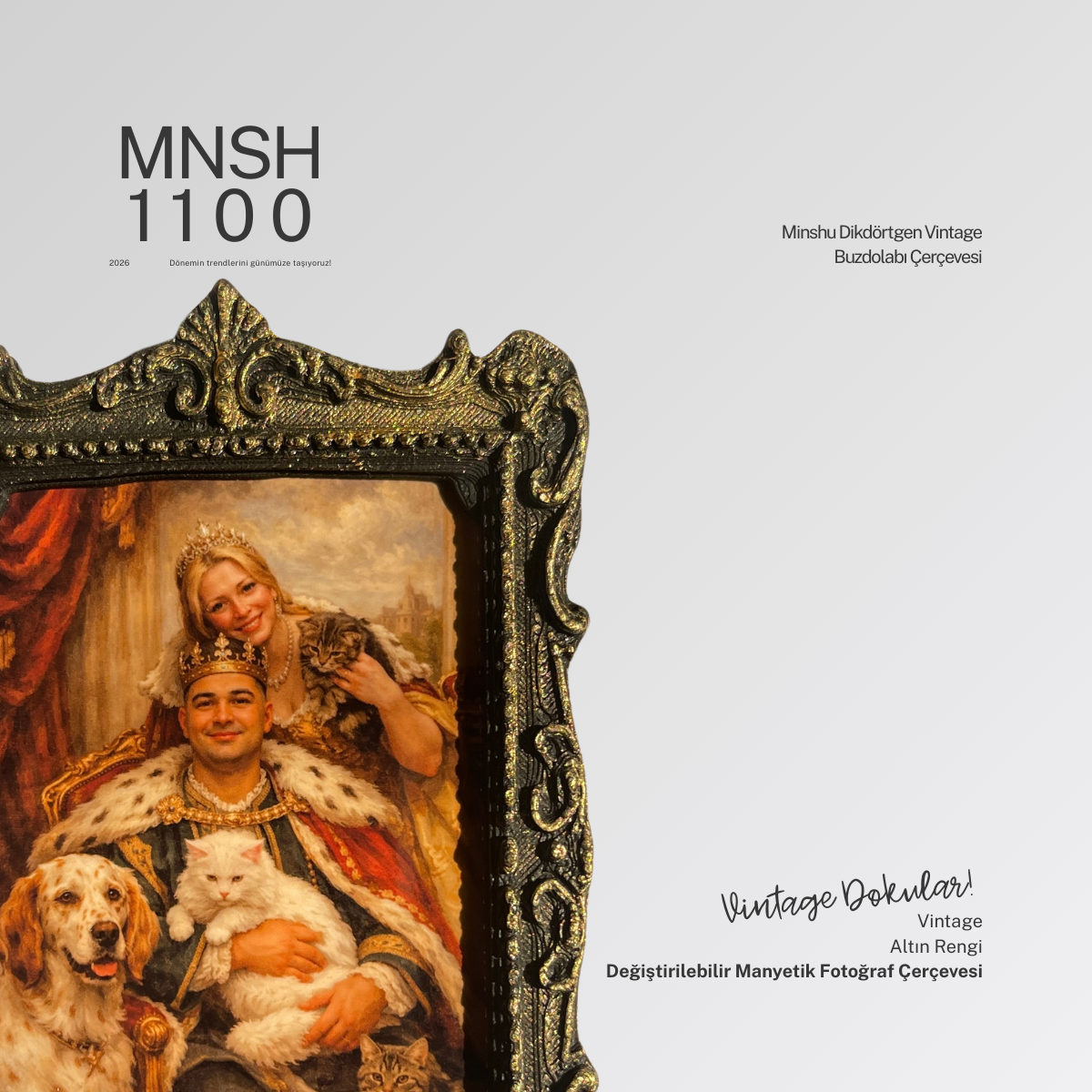 Dikdörtgen Vintage Buzdolabı Çerçevesi, Değiştirilebilir Fotoğraflı Buzdolabı/Ev Dekoru