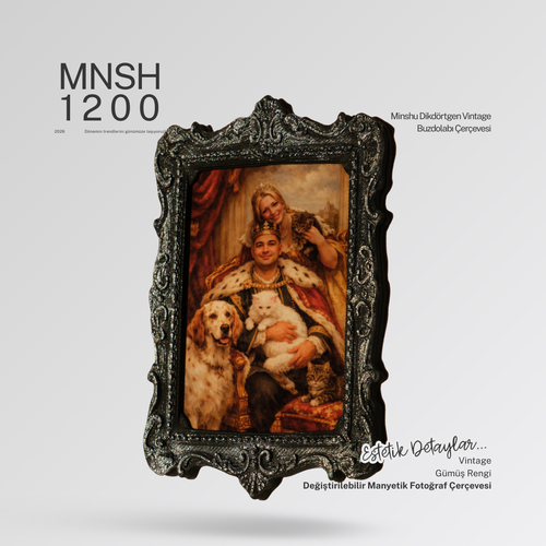 Dikdörtgen Vintage Buzdolabı Çerçevesi, Değiştirilebilir Fotoğraflı Buzdolabı/Ev Dekoru