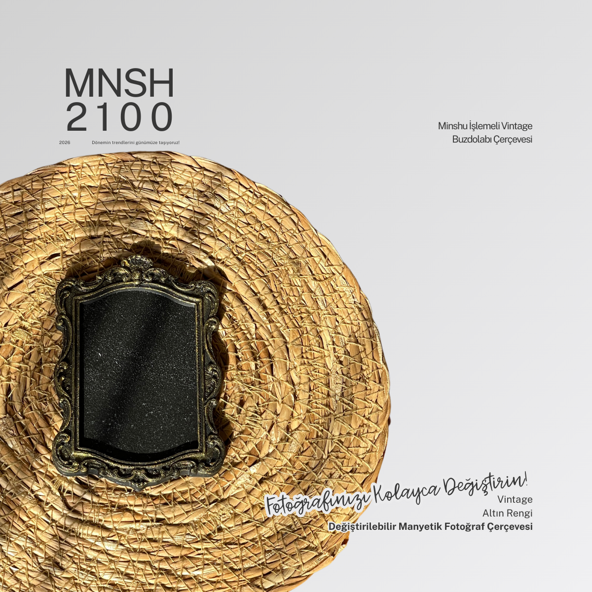 İşlemeli Vintage Buzdolabı Çerçevesi, Değiştirilebilir Fotoğraflı Buzdolabı/Ev Dekoru