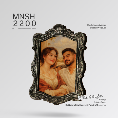 İşlemeli Vintage Buzdolabı Çerçevesi, Değiştirilebilir Fotoğraflı Buzdolabı/Ev Dekoru